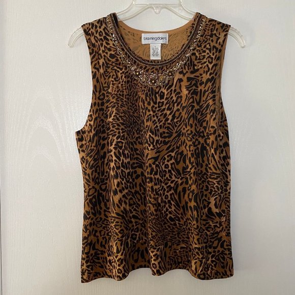 bloomingdales animal print beaded top - Picture 1 of 4